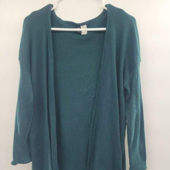 Women's Divided by H&M Cardigan Sweater Green Size Large Open Front - Picture 1 of 5